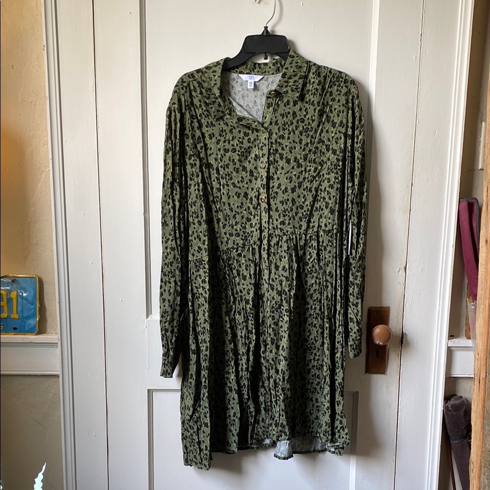 Green Leopard Print Dress